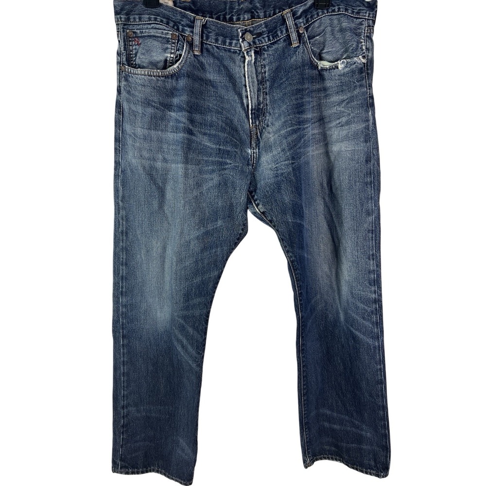 Polo Ralph Lauren PRL Classic Denim Jeans 38 x 30 Distressed RL Logo Denim F12